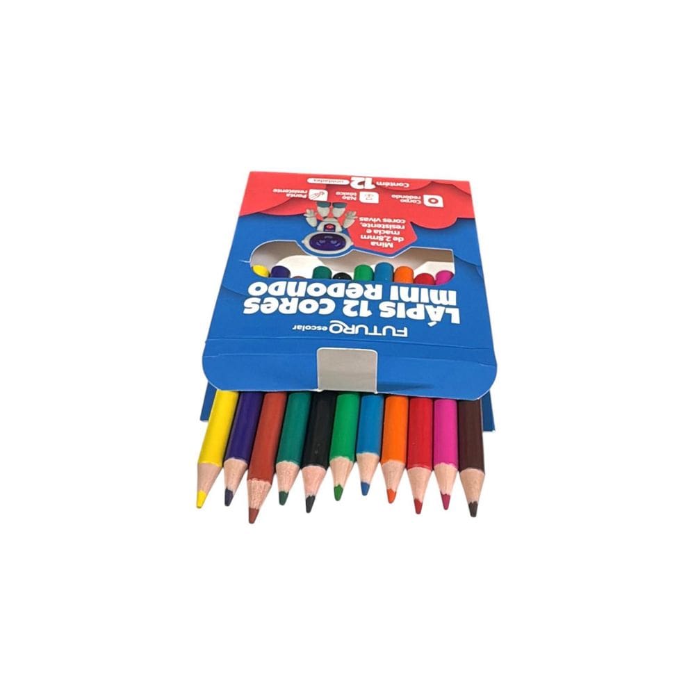 1 Caixa Mini Lápis De Cor 12 Cores 9Cm Infantil Resistente
