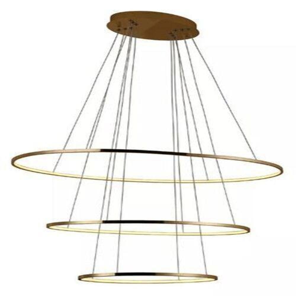 Pendente Birdie Oval Dourado C100Cm L70Cm A1,2Cm 1X45W 3000K