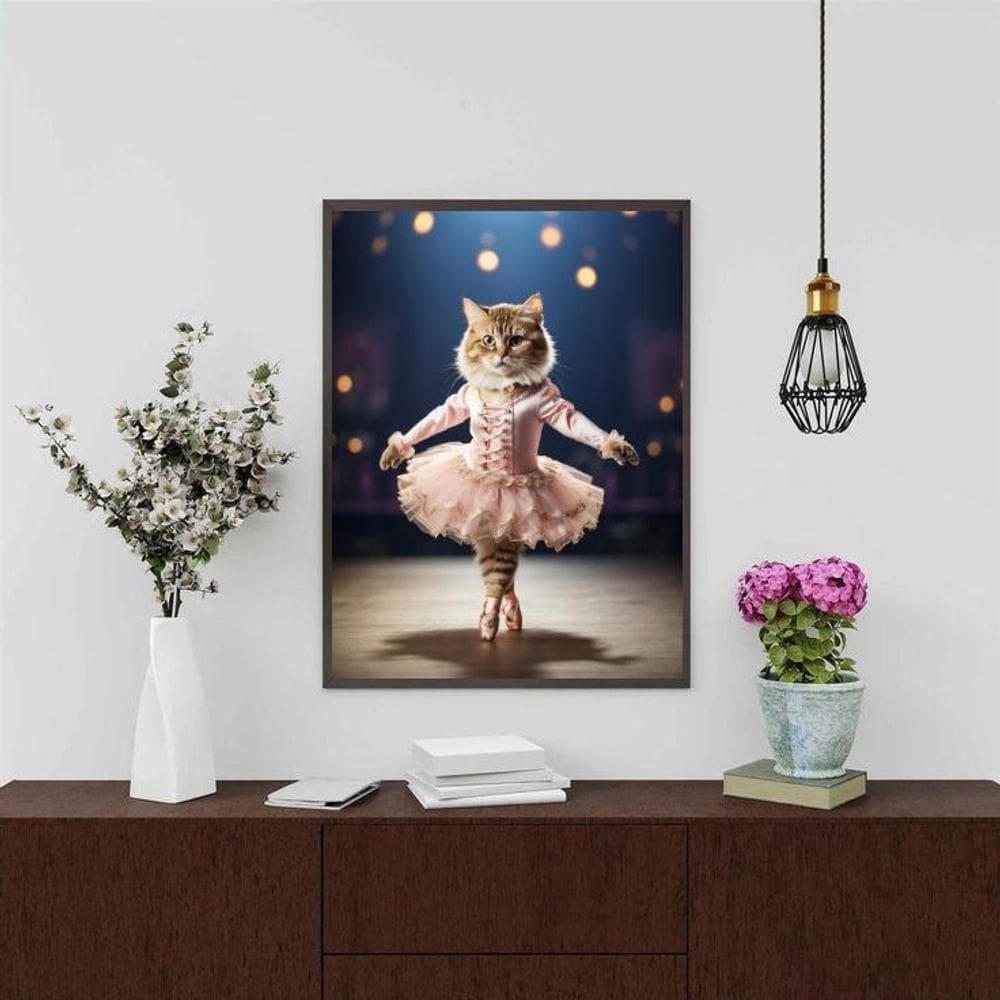 Quadro Decorativo Gatinha Bailarina 45X34Cm