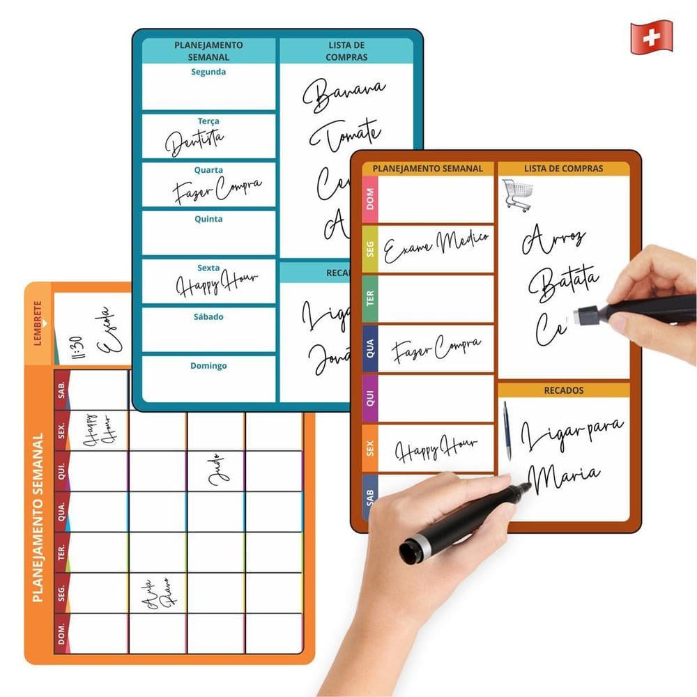 Trio De Planner Lousa Quadro Mágico Escreve Apaga Tarefas
