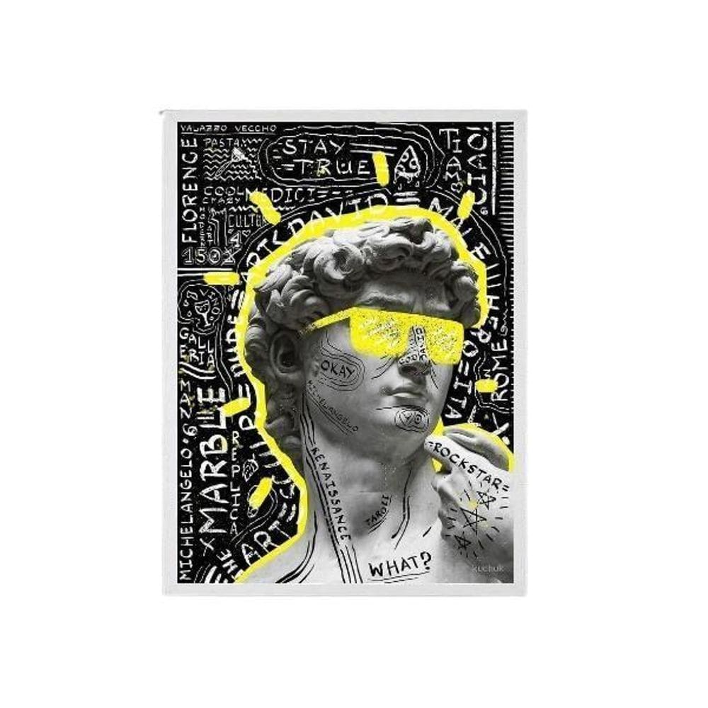 Quadro Estátua Grega Pop Art - 45x34cm - Moldura Branca