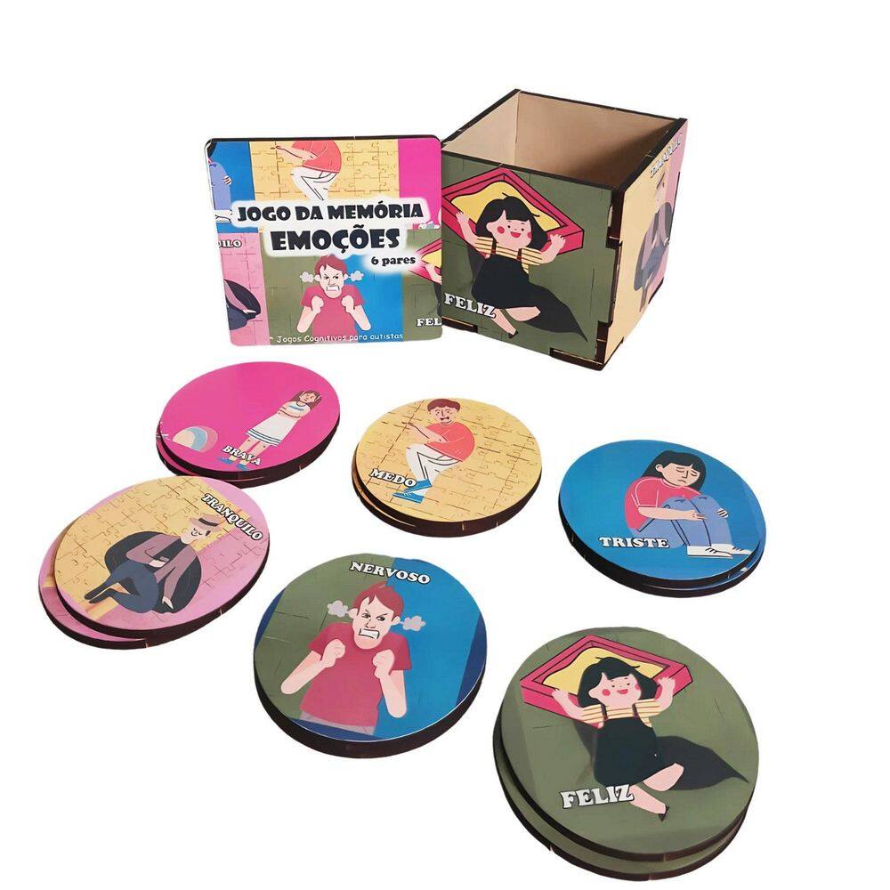 Super Jogo Das Emoções 6 Pares Com Caixa Em Mdf