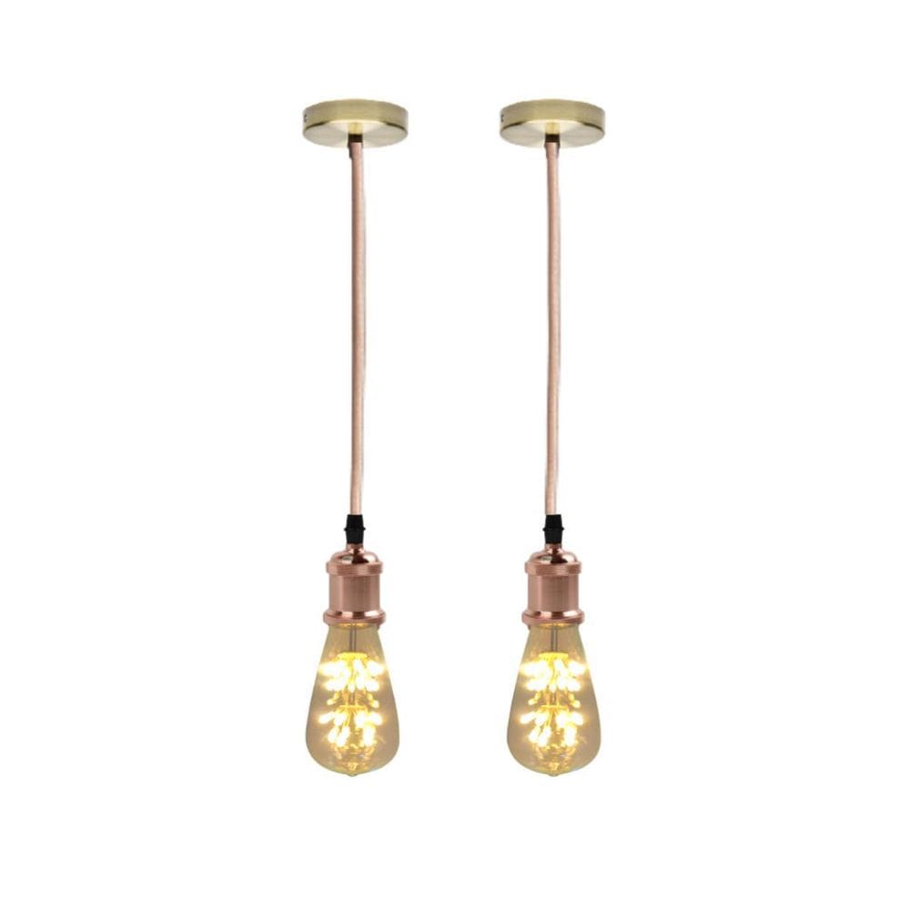 Kit 2 Luminárias Pendente Com Lâmpadas Led Vintage Pêra