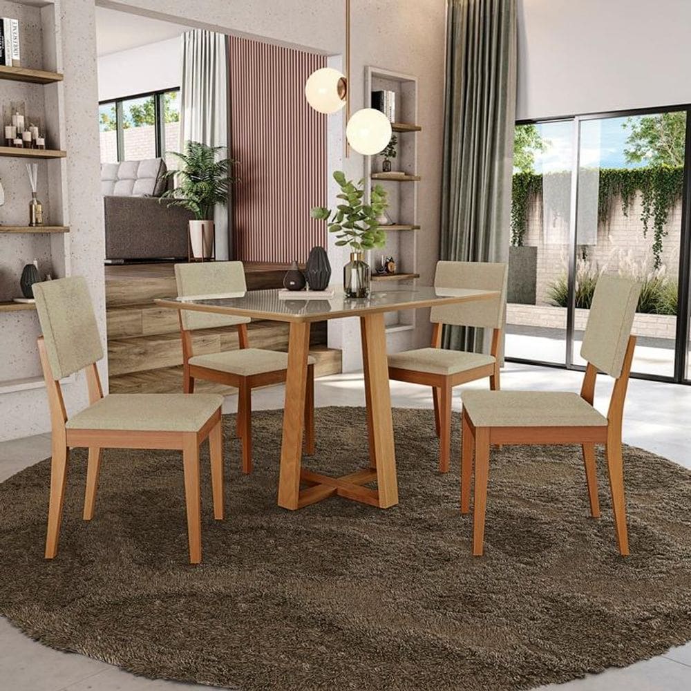 Conjunto Sala de Jantar Madeira Maciça 4 Cadeiras Kappesberg