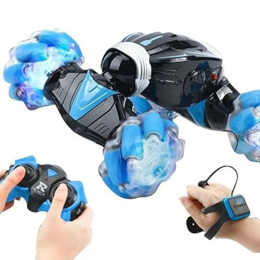 Carrinho de Controle Remoto Stunt Drift 360 Dupla Face com Luzes LED – 2.4GHz Cor Azul