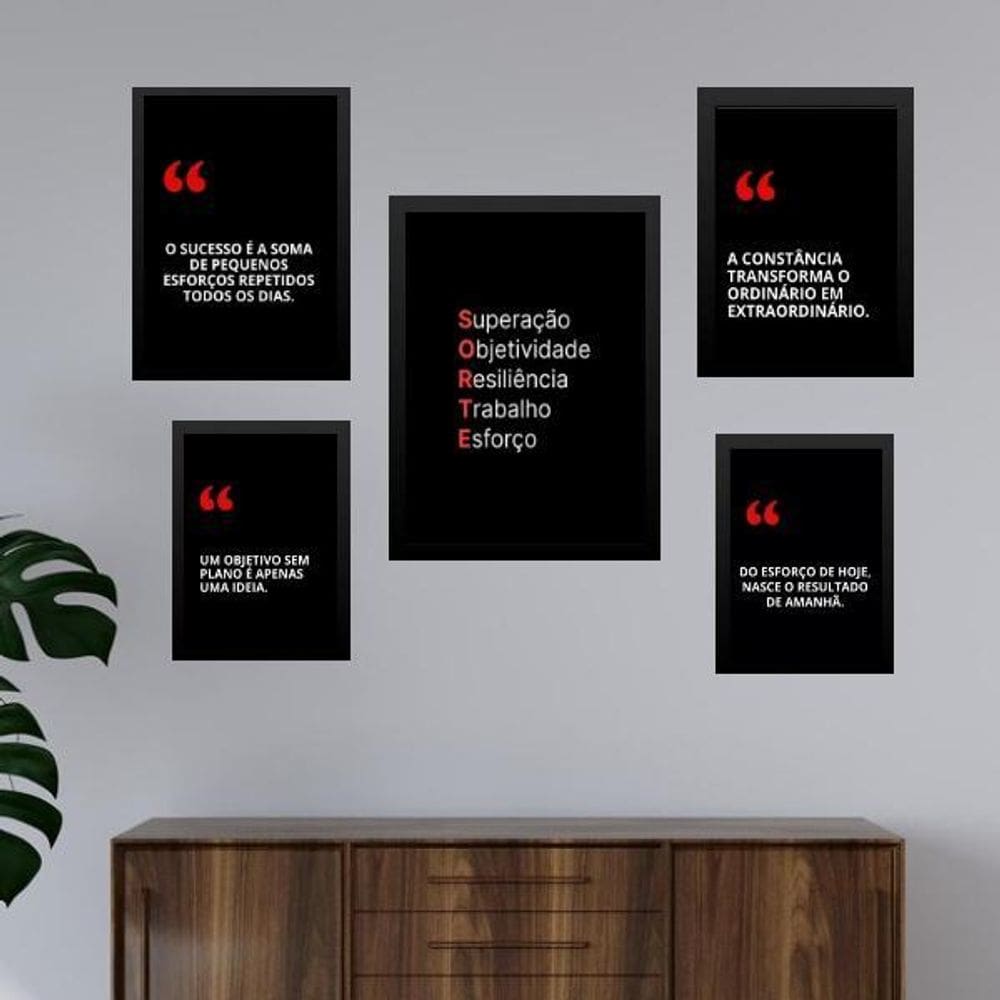 Composição 5 Quadros Motivacionais Fórmula Sucesso