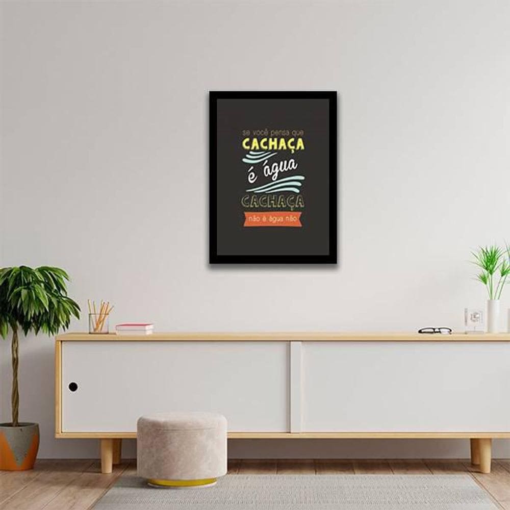 Quadro Decorativo Pensa Que Cachaça É Água Moldura Preta