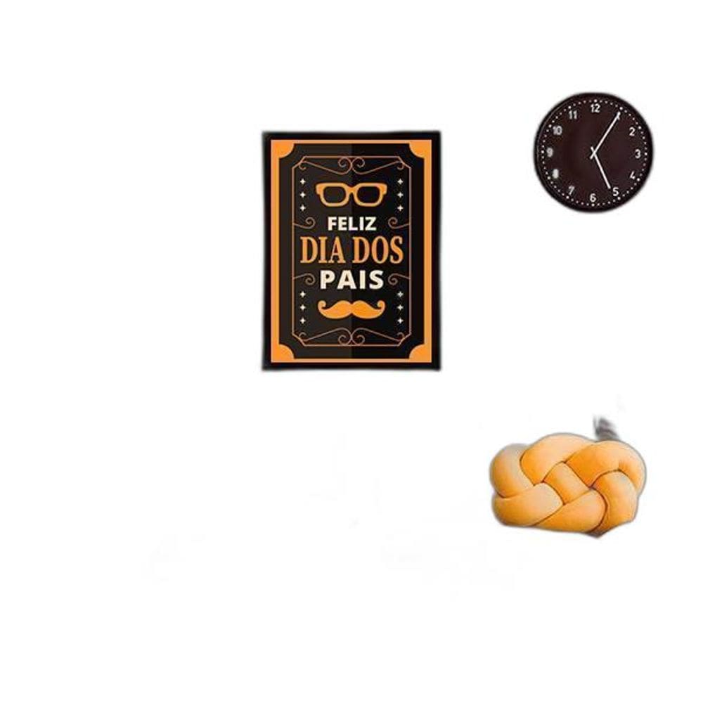 Quadro Feliz Dia Dos Pais Preto E Amarelo 24X18 Vidro Preta