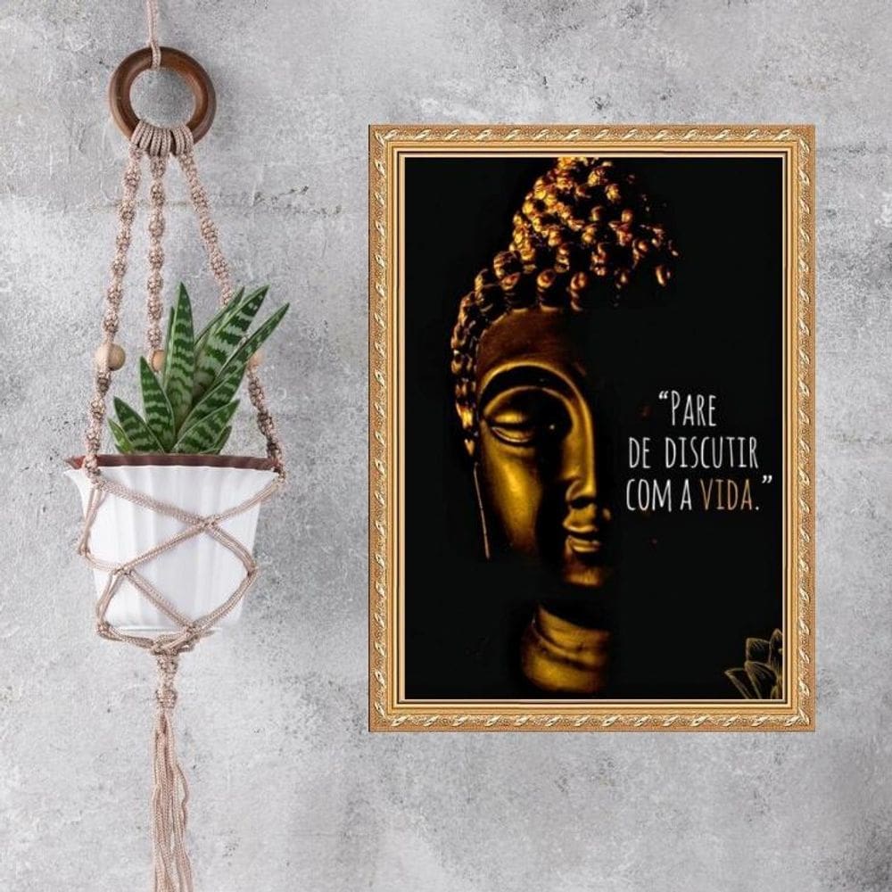 Quadro Moldura Dourada Frase Buda 45X34Cm