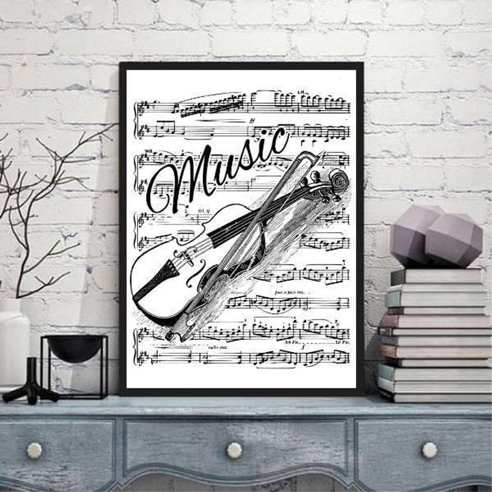 Quadro Decorativo Music Violino 45X34Cm