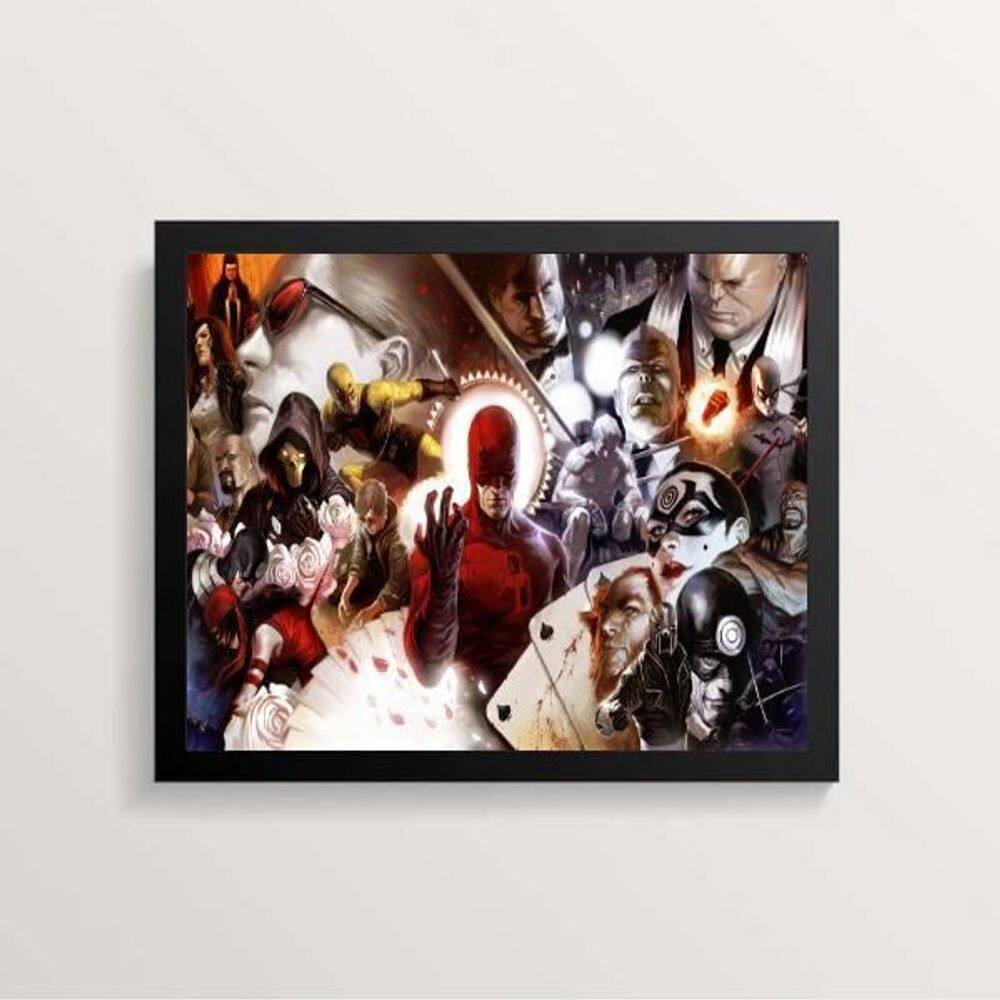 Quadro Personagens Filme Demolidor 45X34Cm Com Vidro Preta