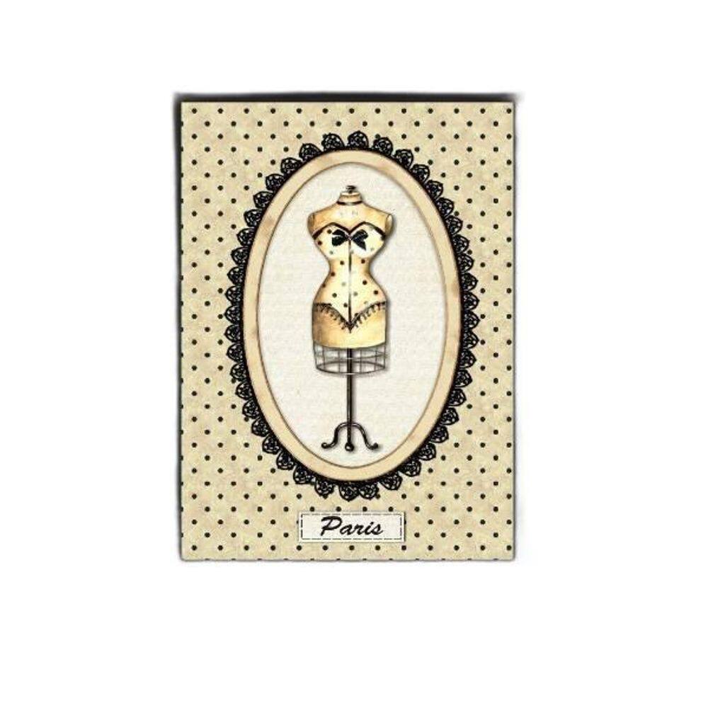 Quadro Manequim De Costura Paris 33X24Cm Moldura Preta