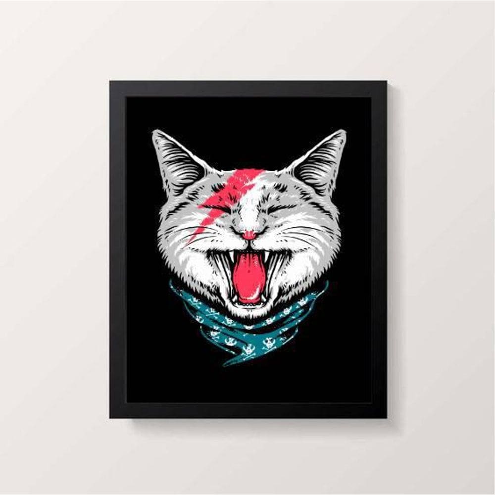 Quadro Decorativo Gato Do Rock 24X18Cm Preto