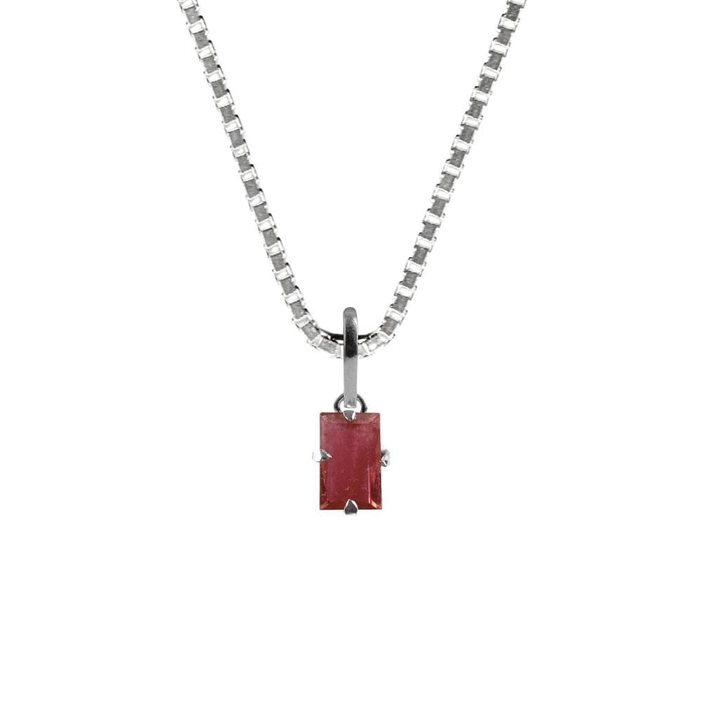 Colar 50Cm Prata 925 Turmalina Rosa Natural E Verdadeira