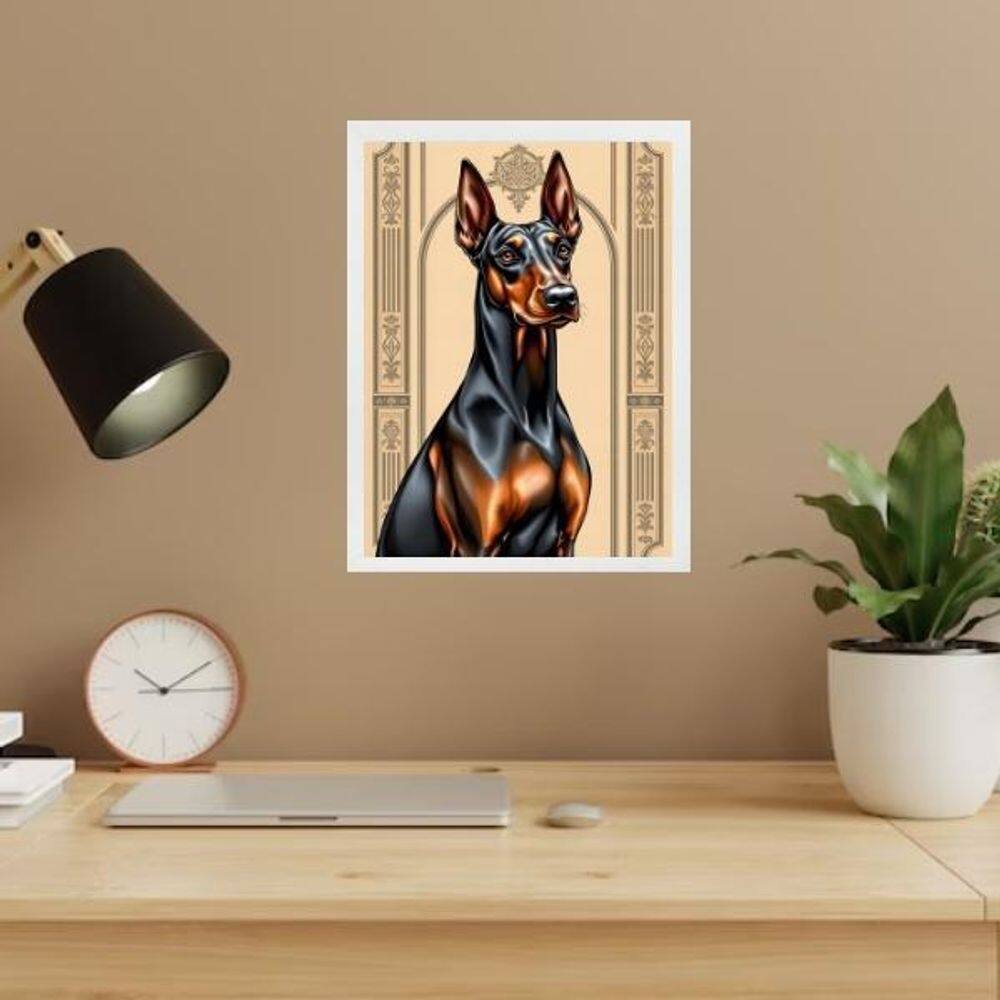 Quadro Decorativo Dobermann - Art Nouveau 33X24Cm - Vidro