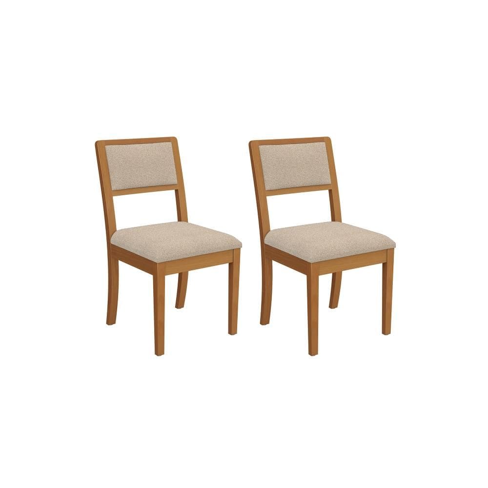 Par de Cadeiras em Madeira Maciça Kappesberg Alice Linho Mesclado Areia