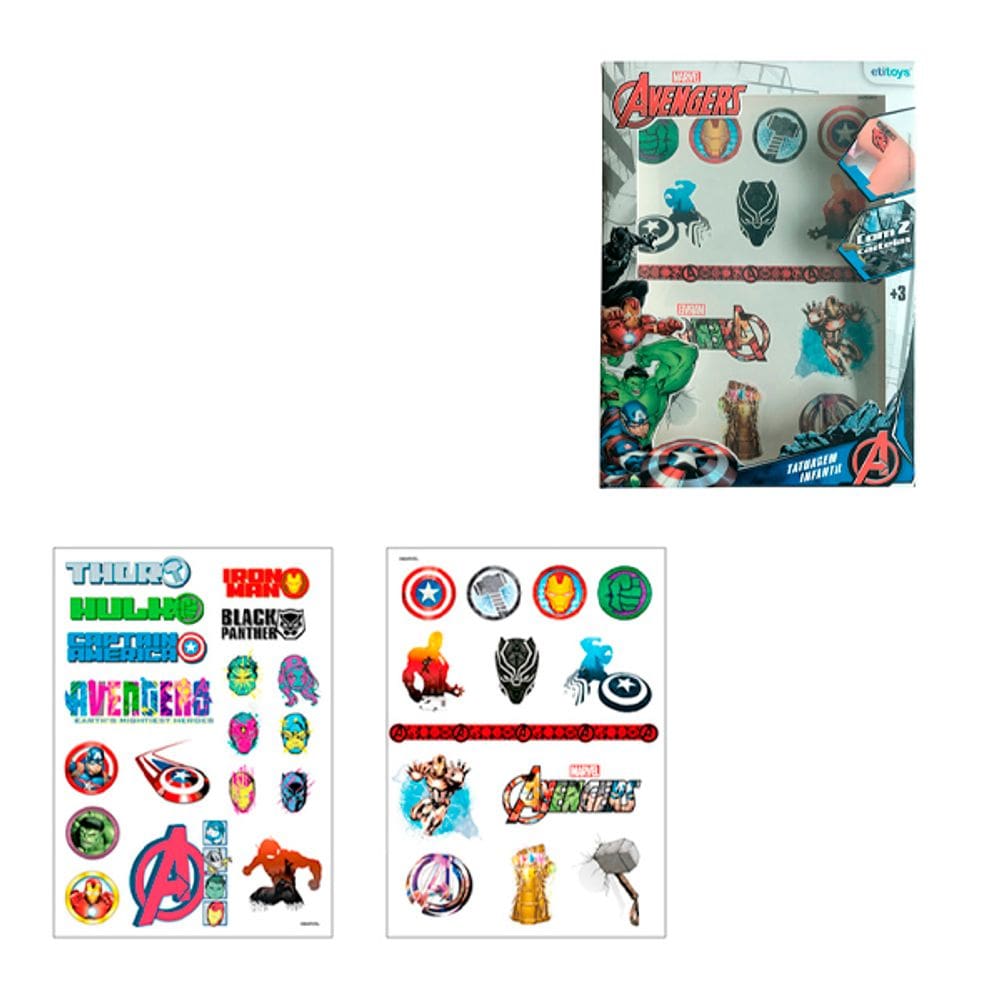 Tatuagem Infantil Avengers - Etitoys