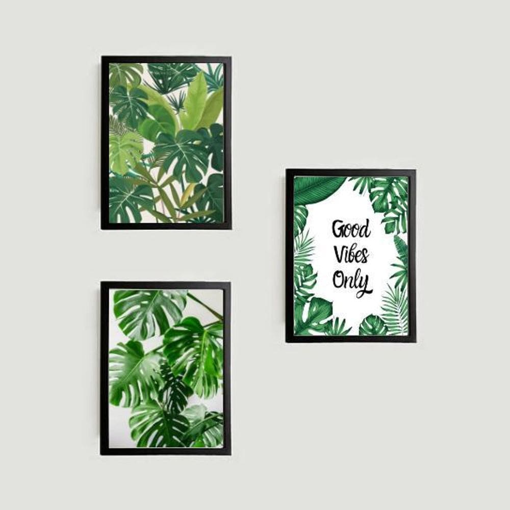 Kit Quadro Decorativo Good Vibes Only 45X34Cm 3 Peças