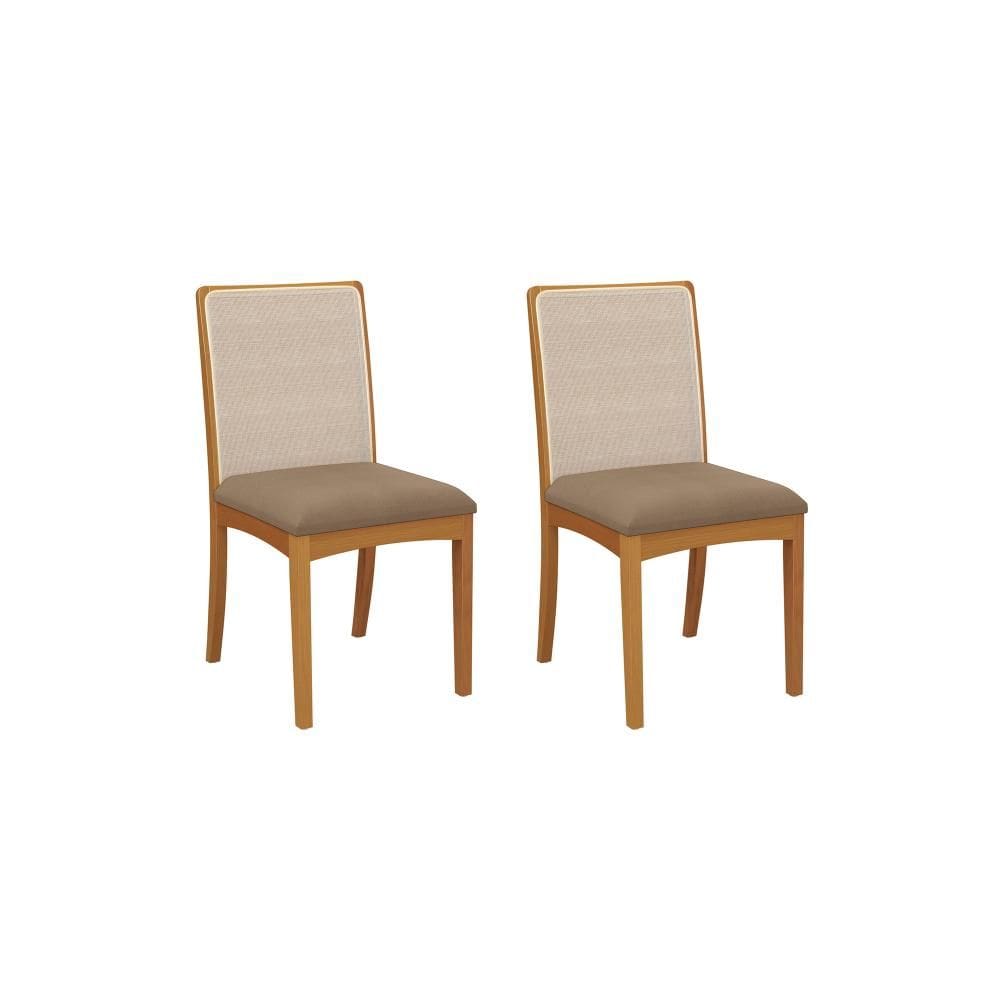 Par de Cadeiras Montadas Kappesberg em Madeira Maciça Lara Cappuccino Tela Bege