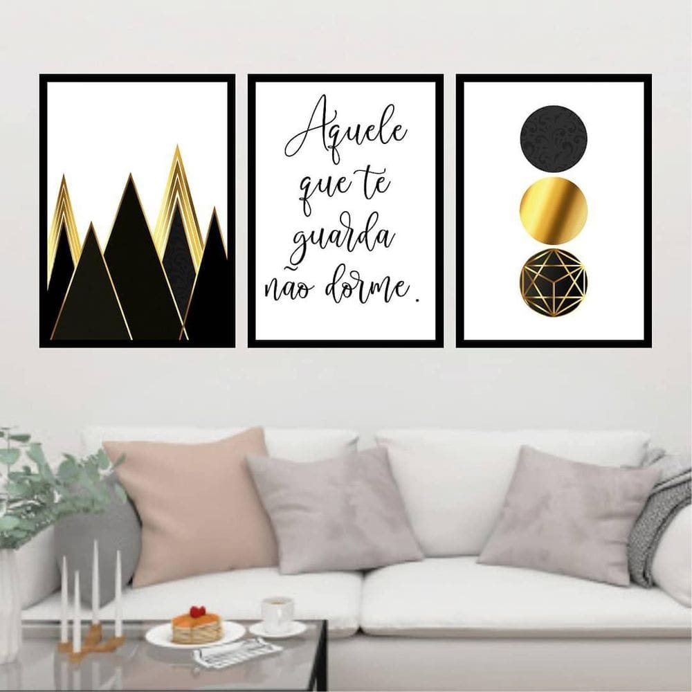 Kit 3 Quadros Guarda Não Dorme 33x24cm - Madeira Branca