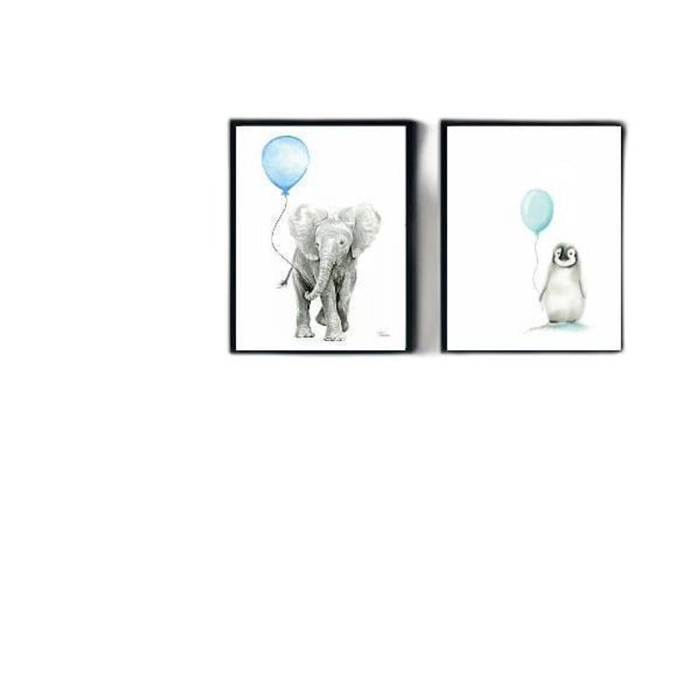 Kit 2 Quadros Infantis Bichinhos Balões 24X18Cm