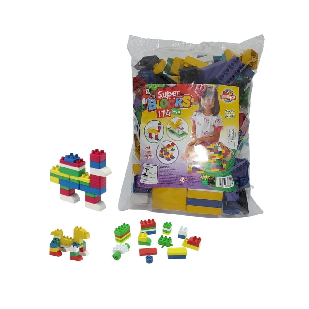 Super Blocks Bolsa Com 174 Peças Médias - World Blocks
