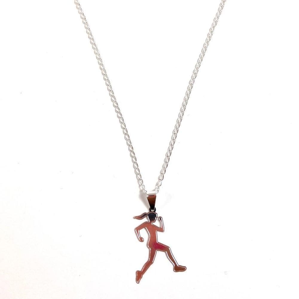 Colar Com Pingente De Corredora Folheado A Prata