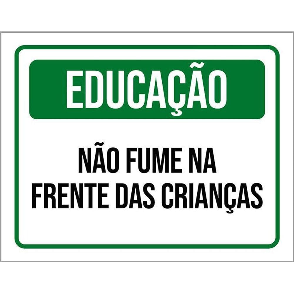 Placa Educação Não Fume Na Frente Das Crianças 36X46