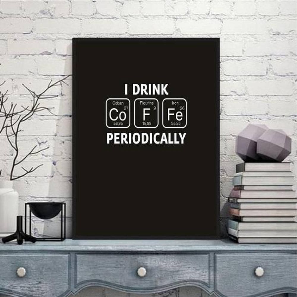 Quadro Decorativo Café Tabela Periódica 33X24 Moldura Preta