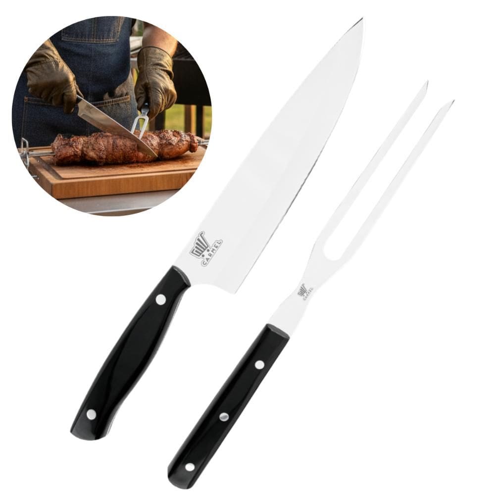 Kit Para Churrasco Preparação Garfo e Faca Inox Cabo Acrílico Carmel Imports