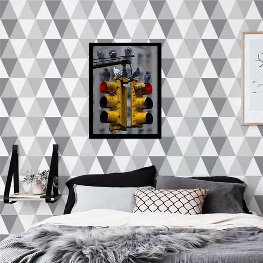 Quadro Decorativo Fotografia Farol De Trânsito 45X34Cm