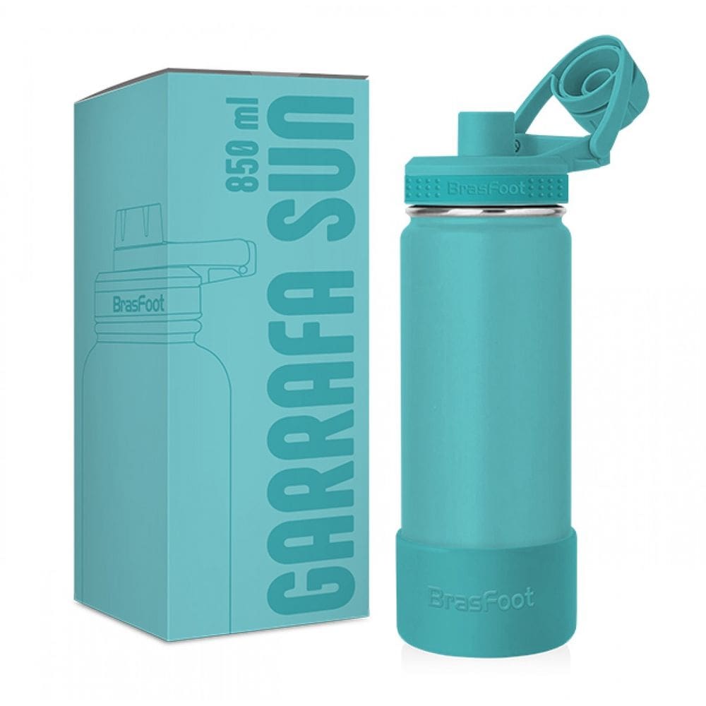 Garrafa Térmica Sun Base Silicone Premium - Verde Água - 850ml - Brasfoot