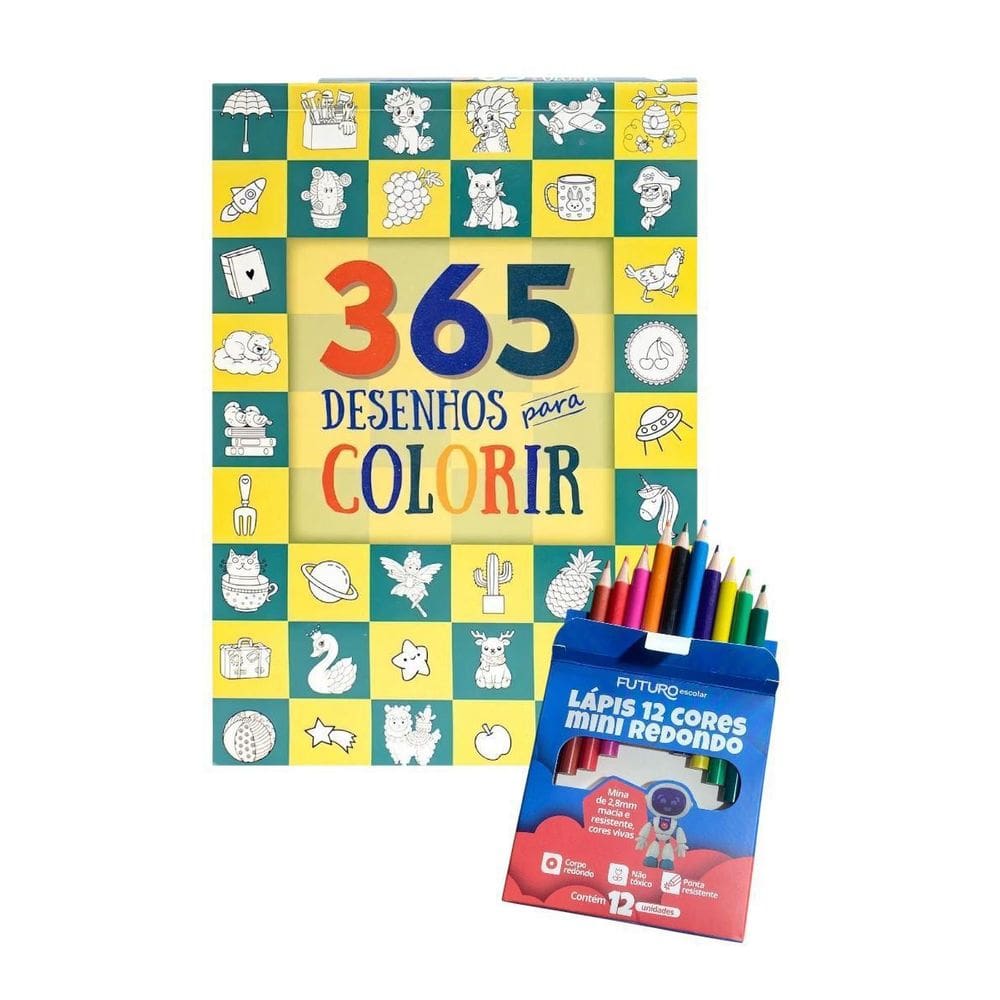 365 Desenhos Colorir Livro Infantil Com Mini Lápis De Cor