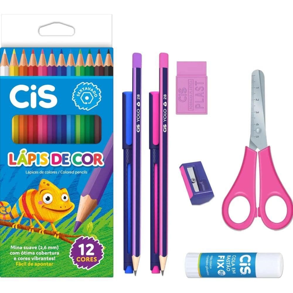 Kit Escolar Yolo Com 9 Peças Rosa N251310-1 - Cis