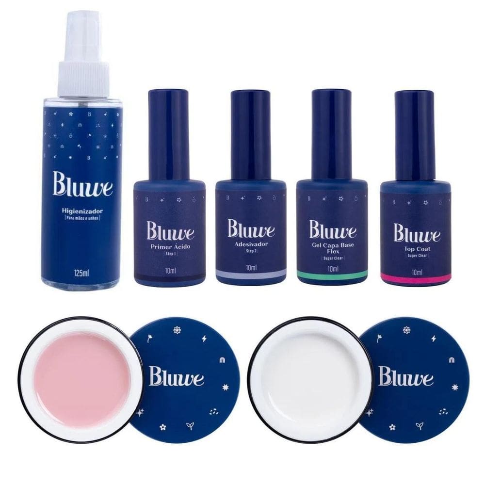 Kit Bluwe Completo 2 Gel 30G + Gel Base 10Ml + Preparadores