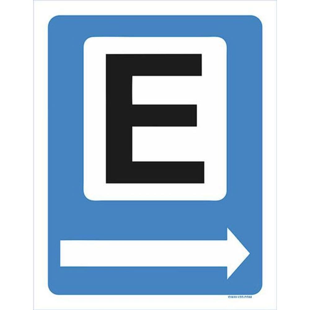 Kit 3 Placas Sinalização - Estacionar Azul Seta Direita