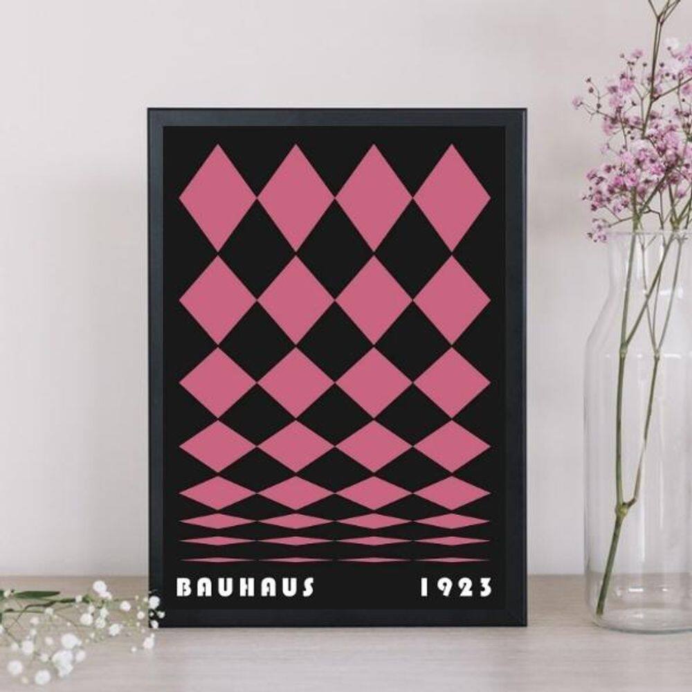 Quadro Bauhaus Pink Poster - Rolled Diamonds 33X24Cm