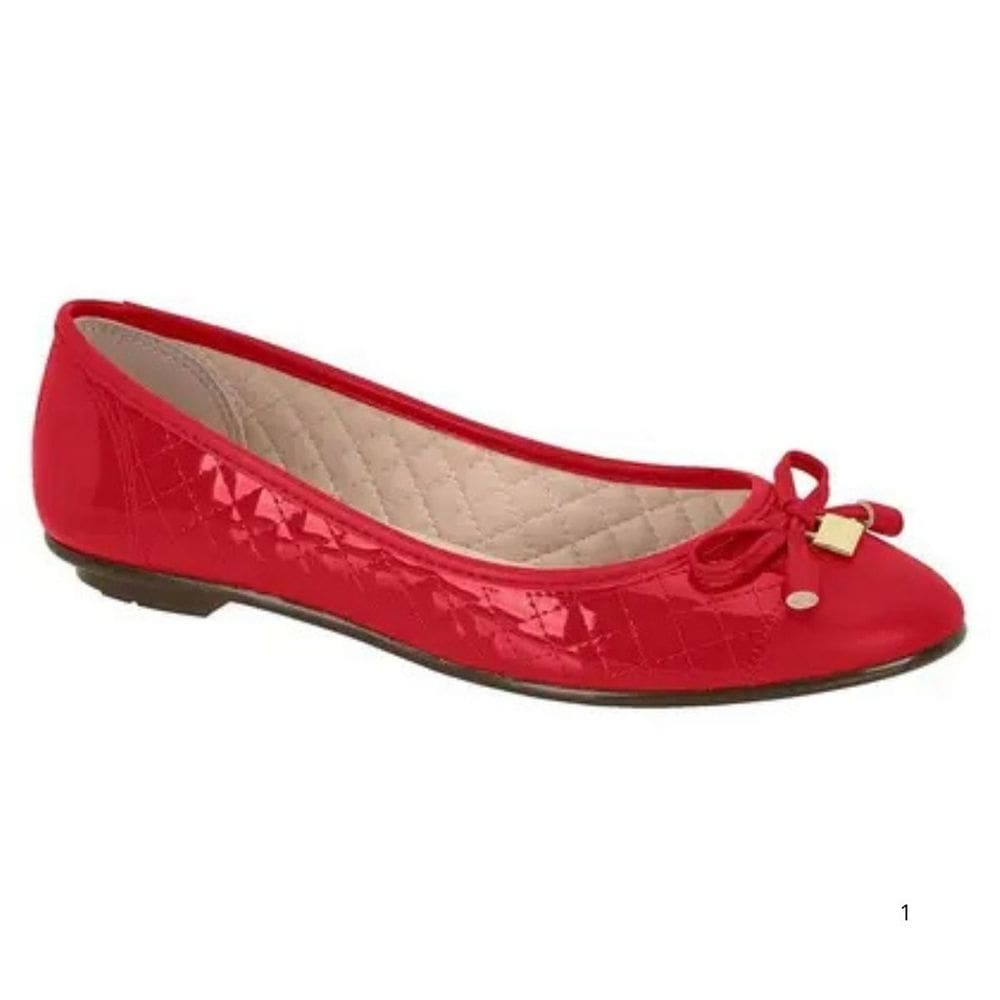 Sapatilha Moleca Verniz Vermelha Laço Elegância