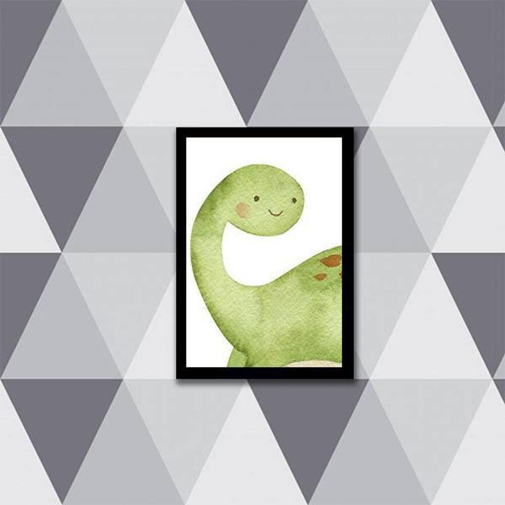 Quadro Decorativo Infantil Dinossauro Verde 24X18Cm