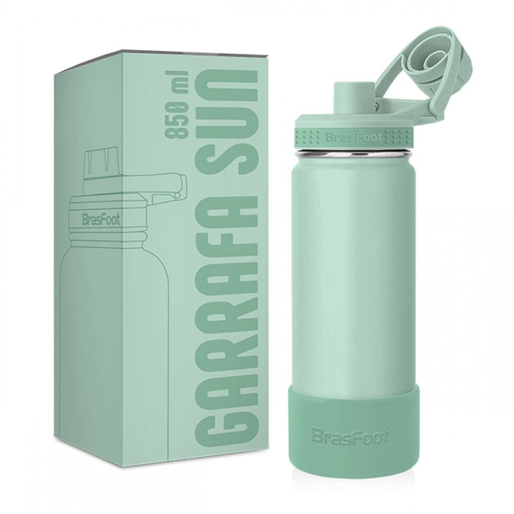 Garrafa Térmica Sun Base Silicone Premium - Verde Menta - 850ml - Brasfoot