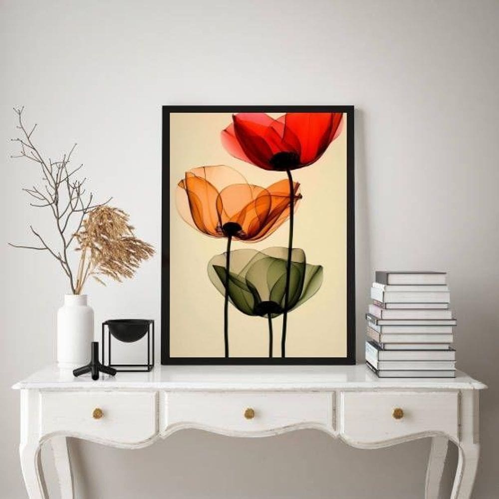 Quadro Flores Tulipas Elegantes Coloridas Transparência