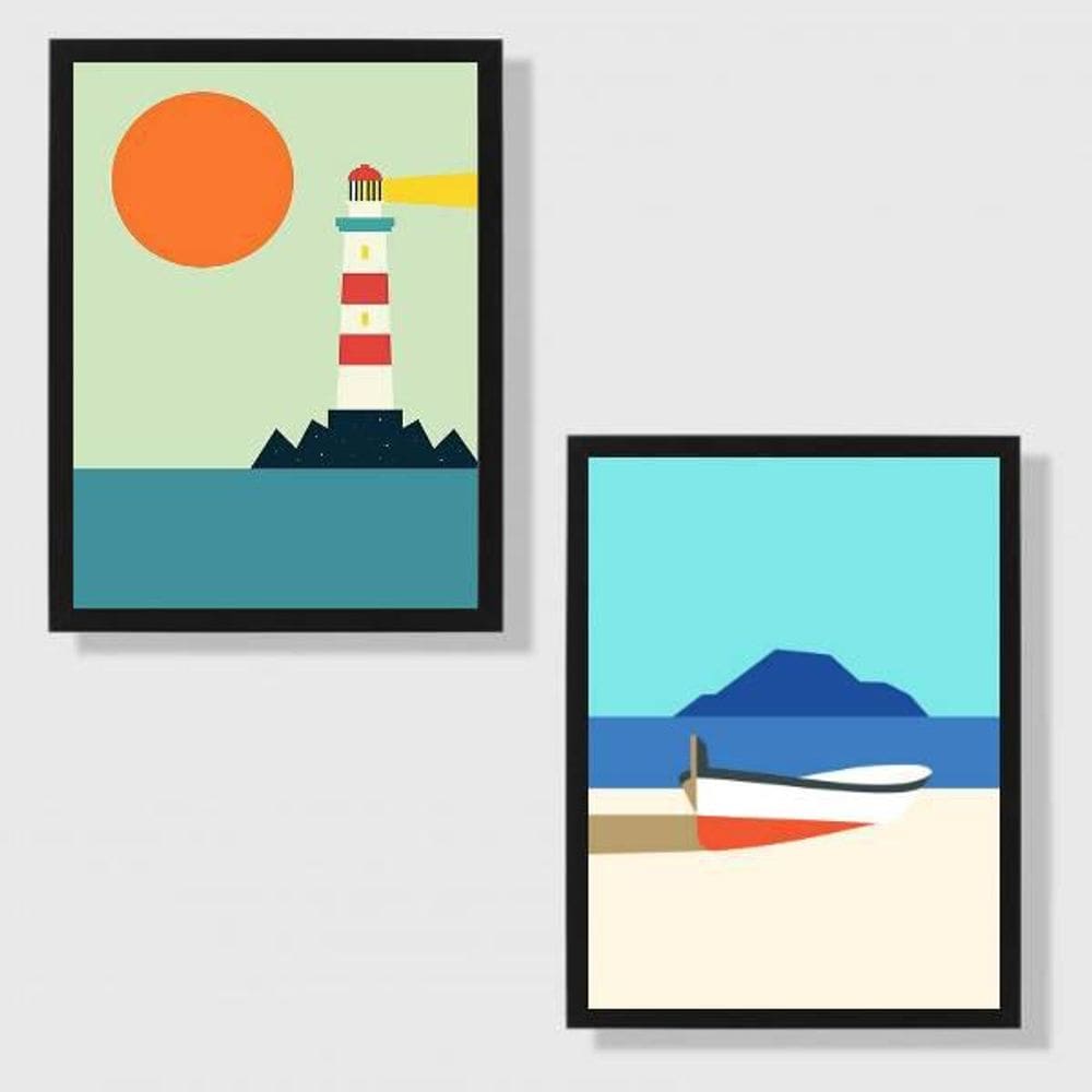 Kit 2 Quadros Marinha 24X18Cm