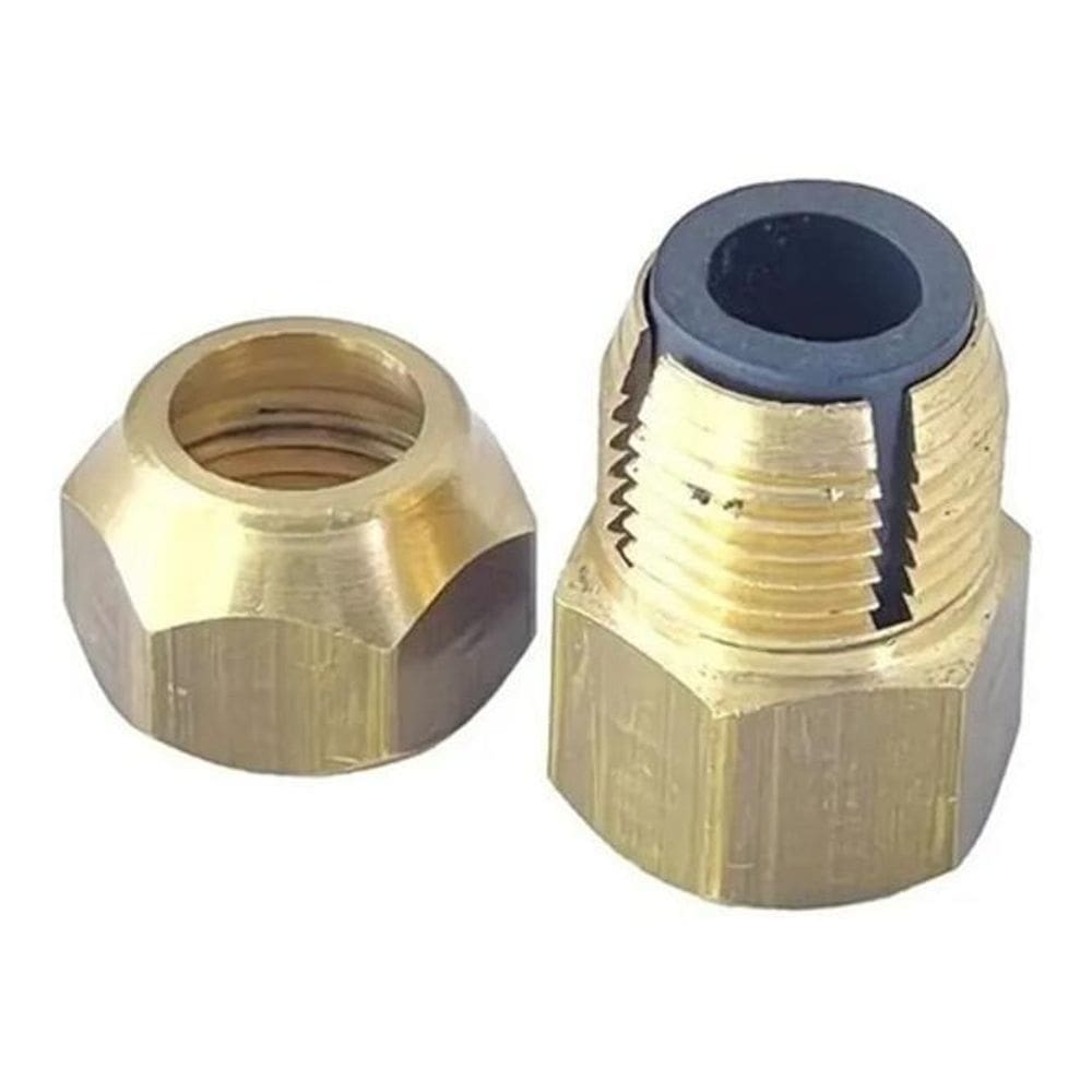 Adaptador p/ Fogão 1/2NPTF x Porca em Latão - Baixa Pressão