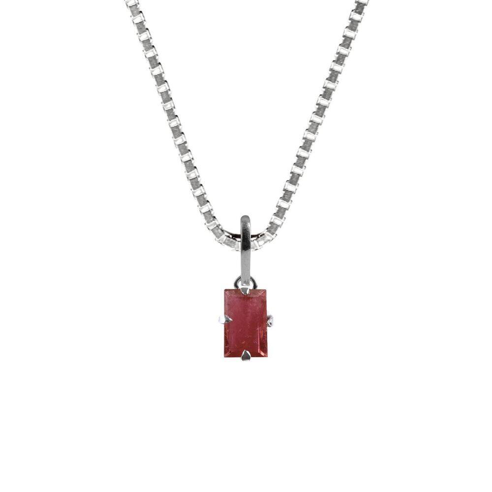 Colar Prata 925 Turmalina Rosa Natural Verdadeira P. Vecchio