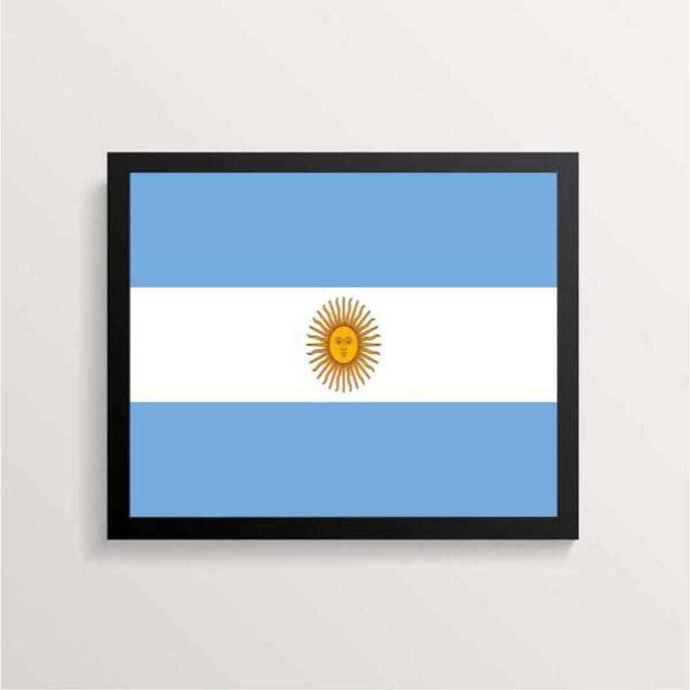 Quadro Decorativo Bandeira Argentina 45x34cm - Moldura Preta
