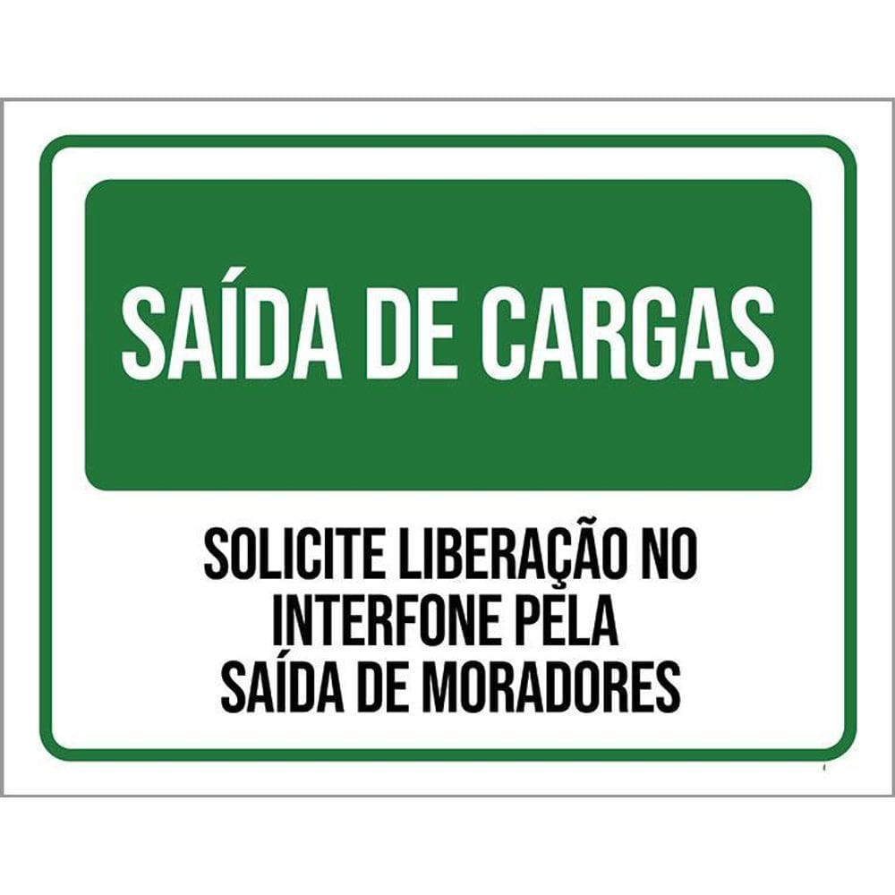 Placa De Sinalização - Condomínio Saída De Cargas 36X46