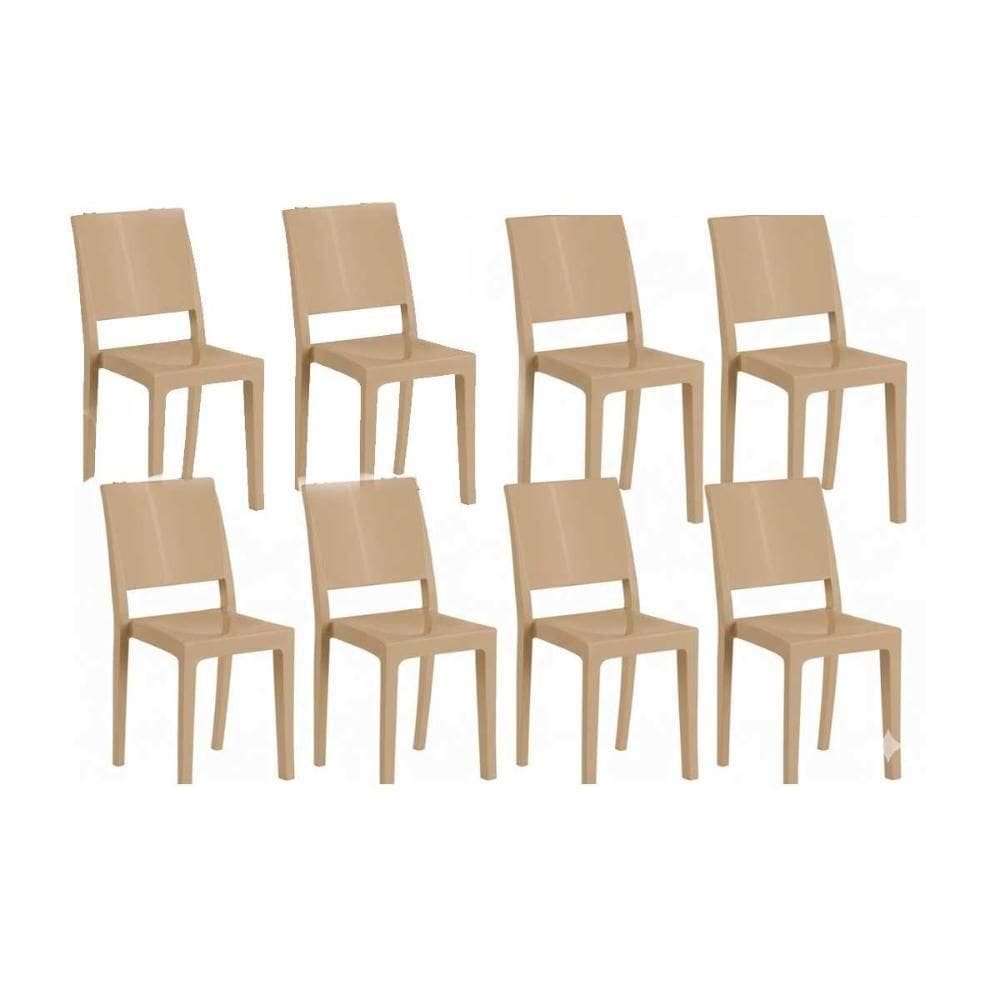 Cadeira Jantar Hydra Plus Kit C/ 8 Cadeiras Polipropileno Capuccino Kappesberg