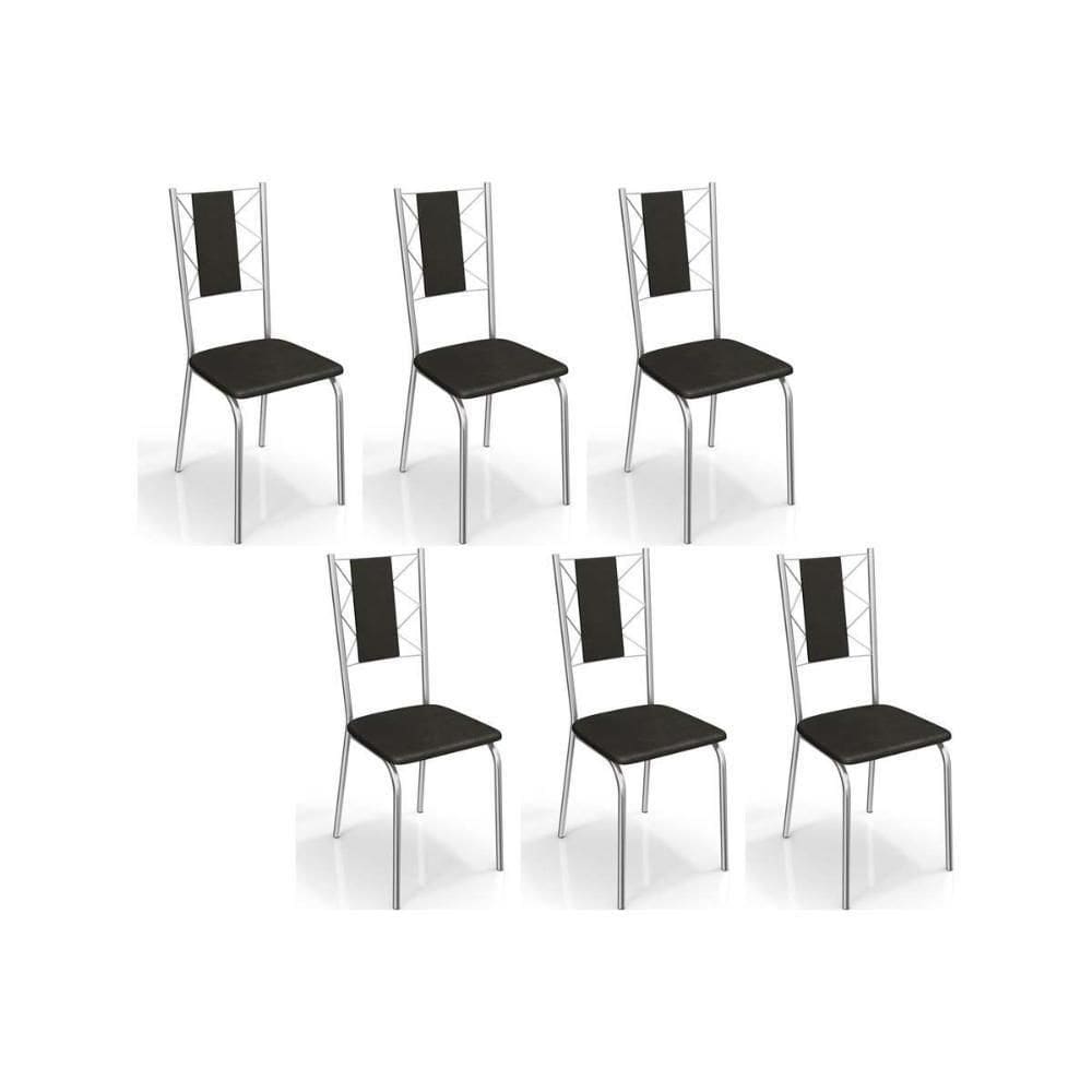 Cadeira De Cozinha Lisboa C076cr Aço Kit 6 Un Cromada/ano Preto - Kappesberg