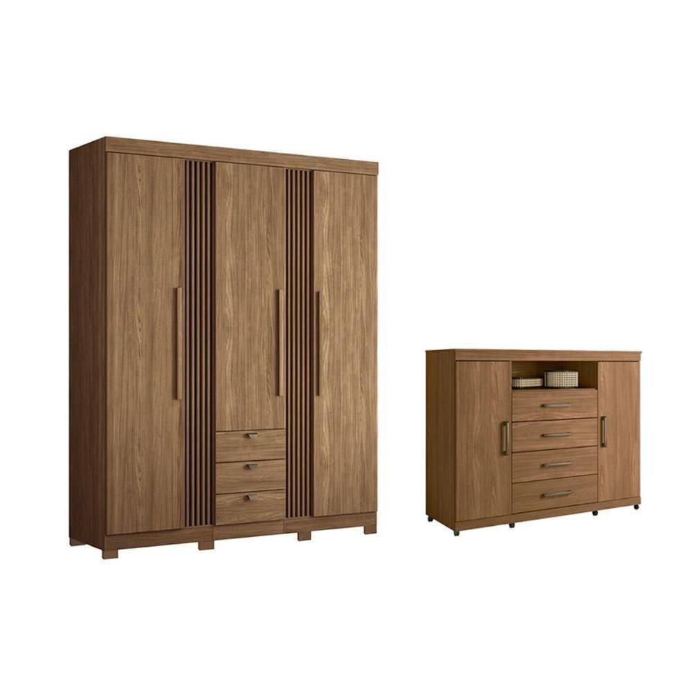 Guarda Roupa 2 Peças (1guardaroupa+1cômoda) Qc252 Jatobá - Santos Andirá