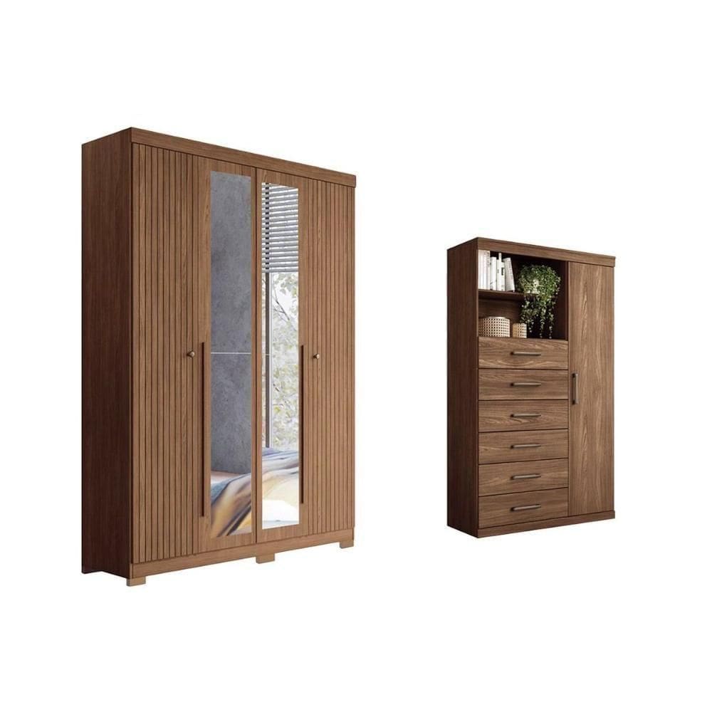 Guarda Roupa +cômoda 2 Peças Qc309 Jatobá - Santos Andirá